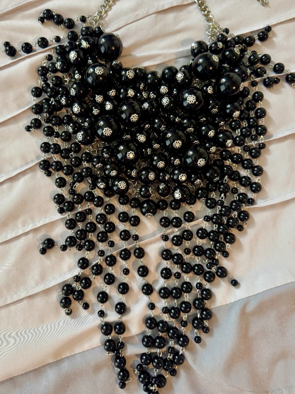 Vintage Costume Black Bead Necklace